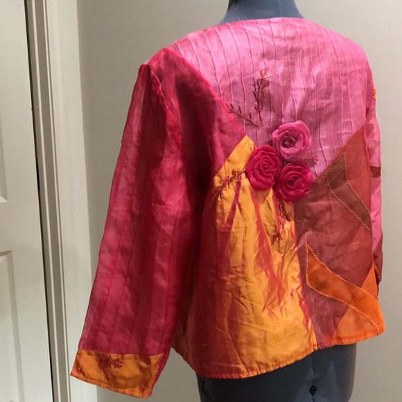 Sandy Starkman semi sheer floral embroidered jacket - Picture 8 of 11